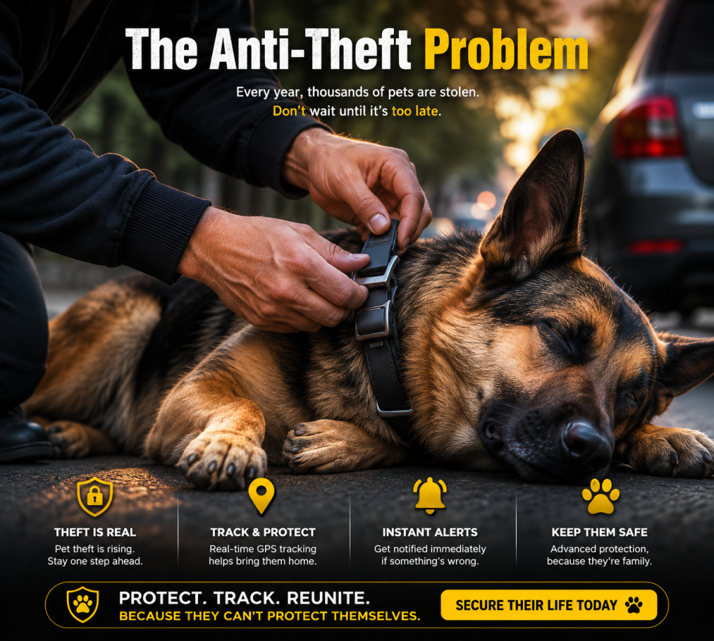 Anti-theft dog collar India - PAHI smart collar theft protection